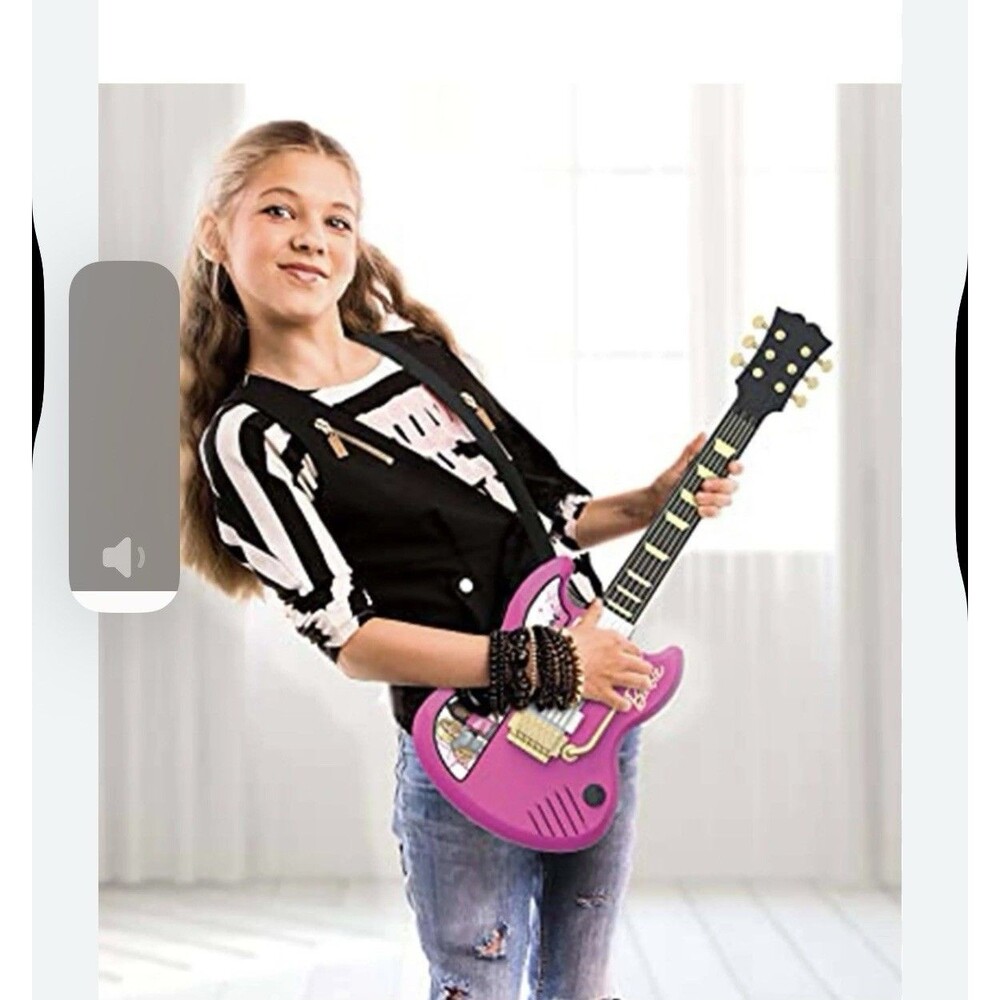 Barbie eKids Sing Along Rocker Light Up Pink Guitar w/Built in Music/Whammy Bar